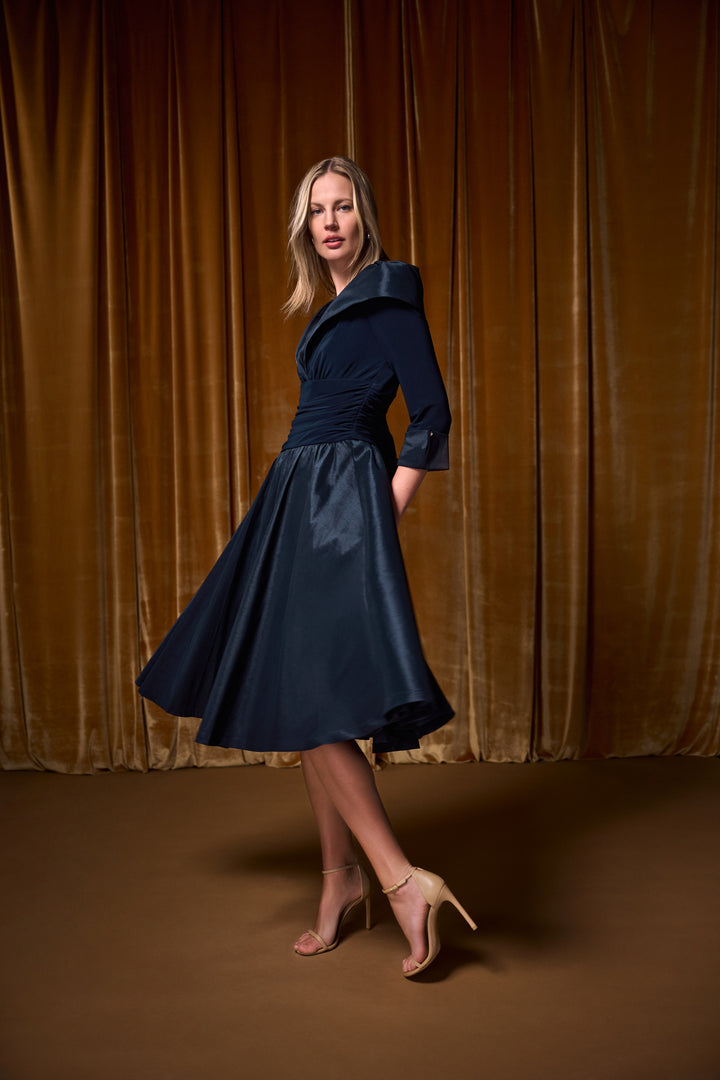 V-Neck Lapel Fit & Flare Dress 264723