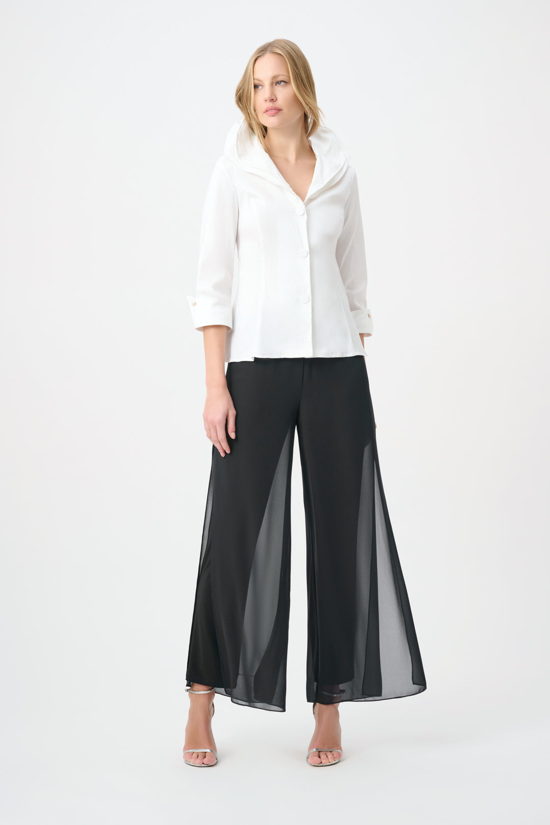 Chiffon Wide-Leg Pull-On Pants 264729