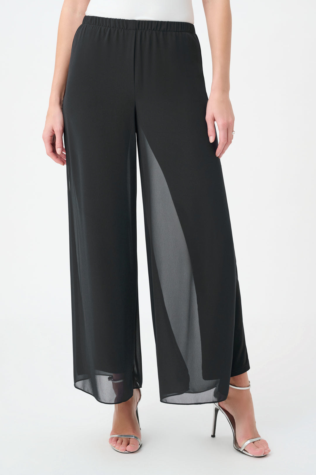 Chiffon Wide-Leg Pull-On Pants 264729