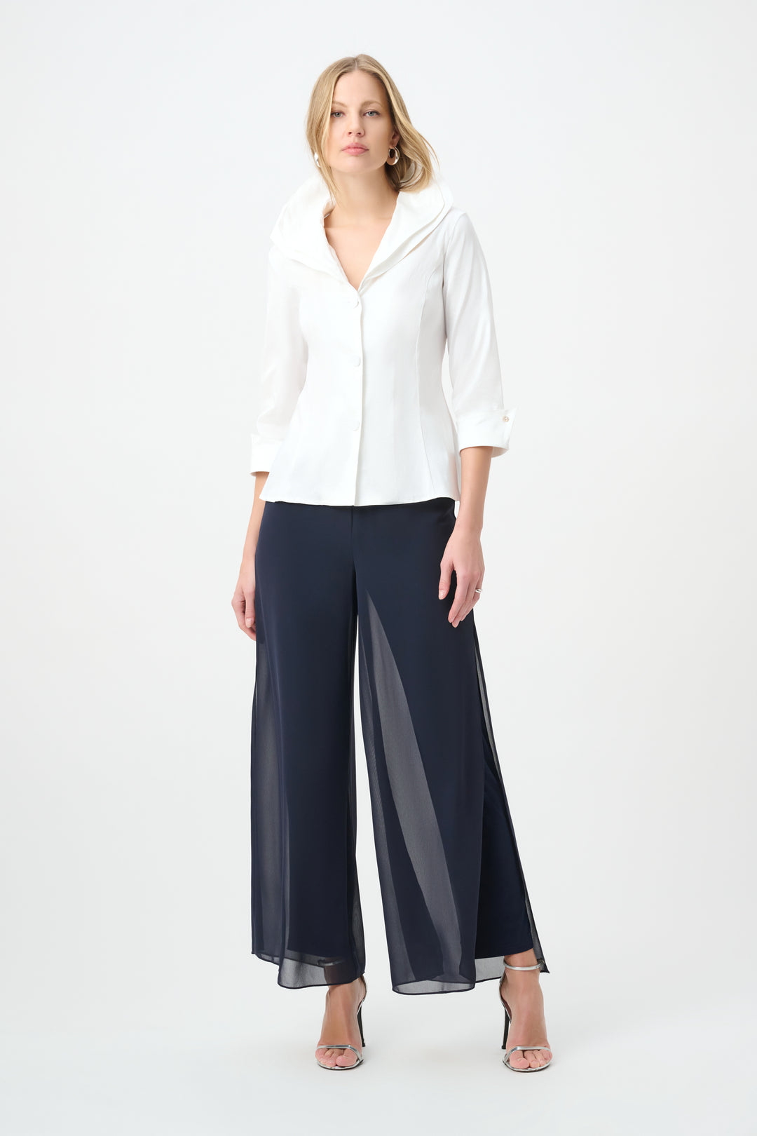 Chiffon Wide-Leg Pull-On Pants 264729