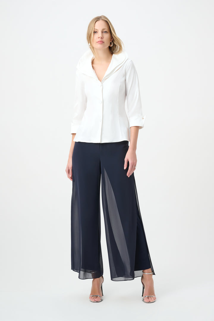 Chiffon Wide-Leg Pull-On Pants 264729