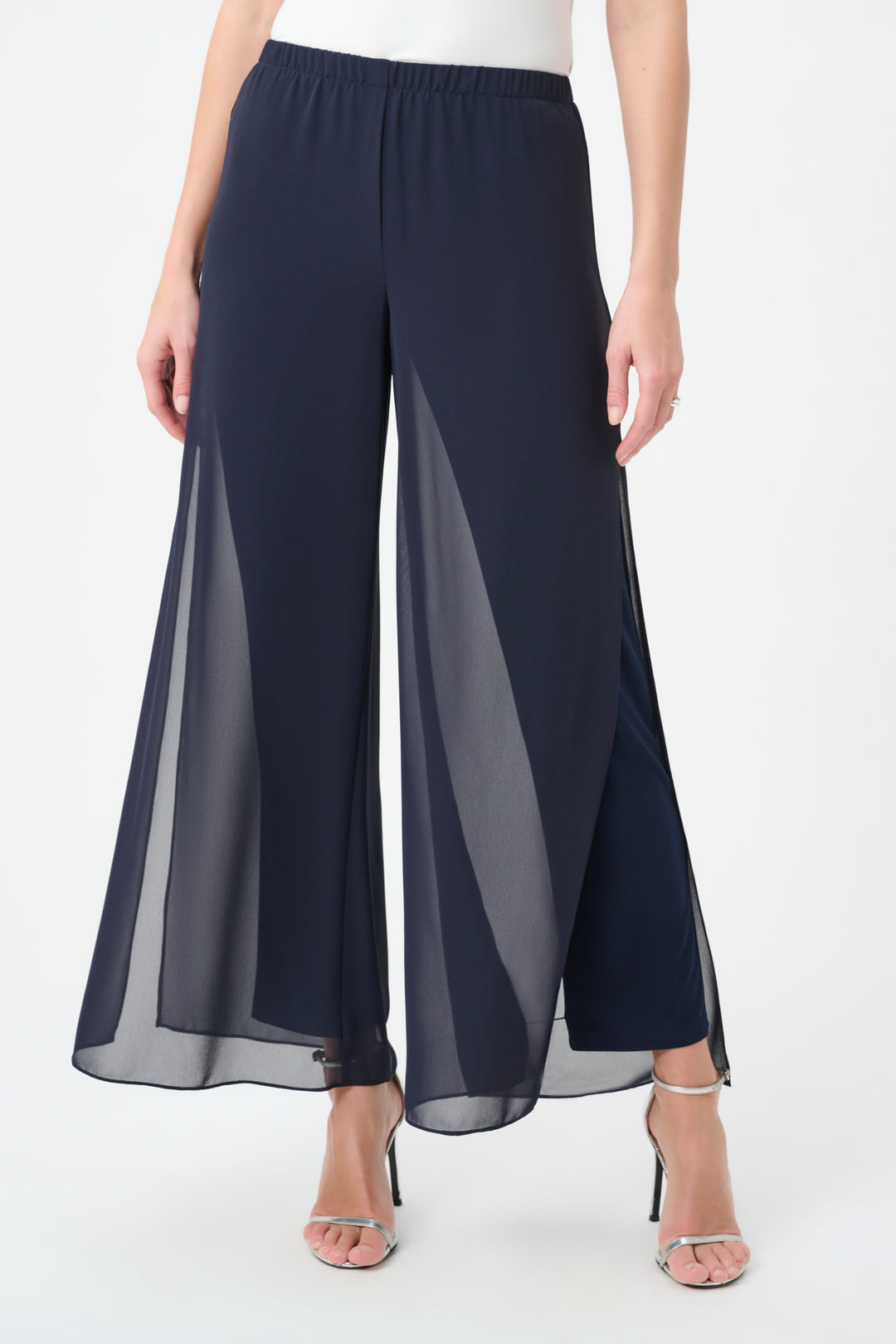 Chiffon Wide-Leg Pull-On Pants 264729