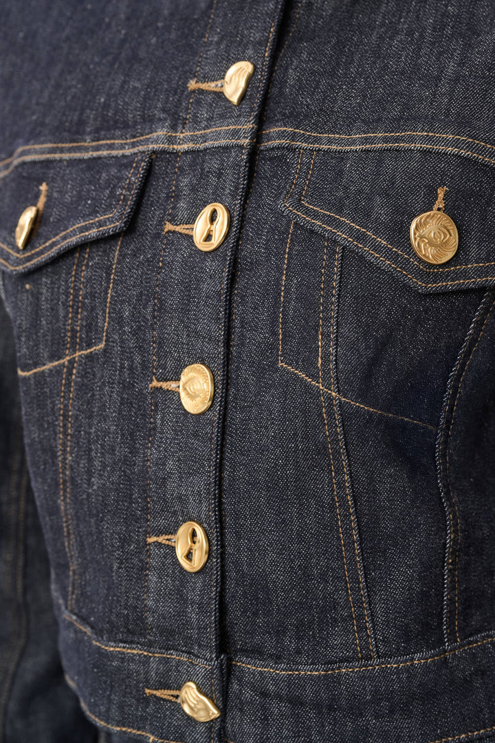 Statement Button Cropped Denim Jacket 264900