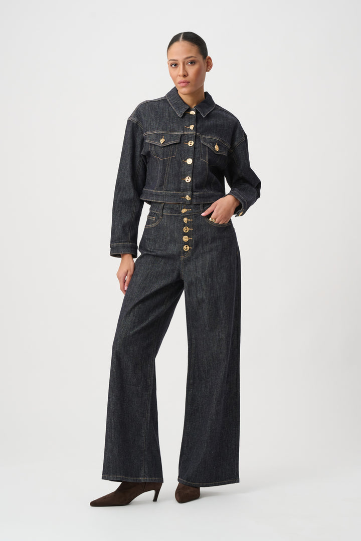 Statement Button Cropped Denim Jacket 264900