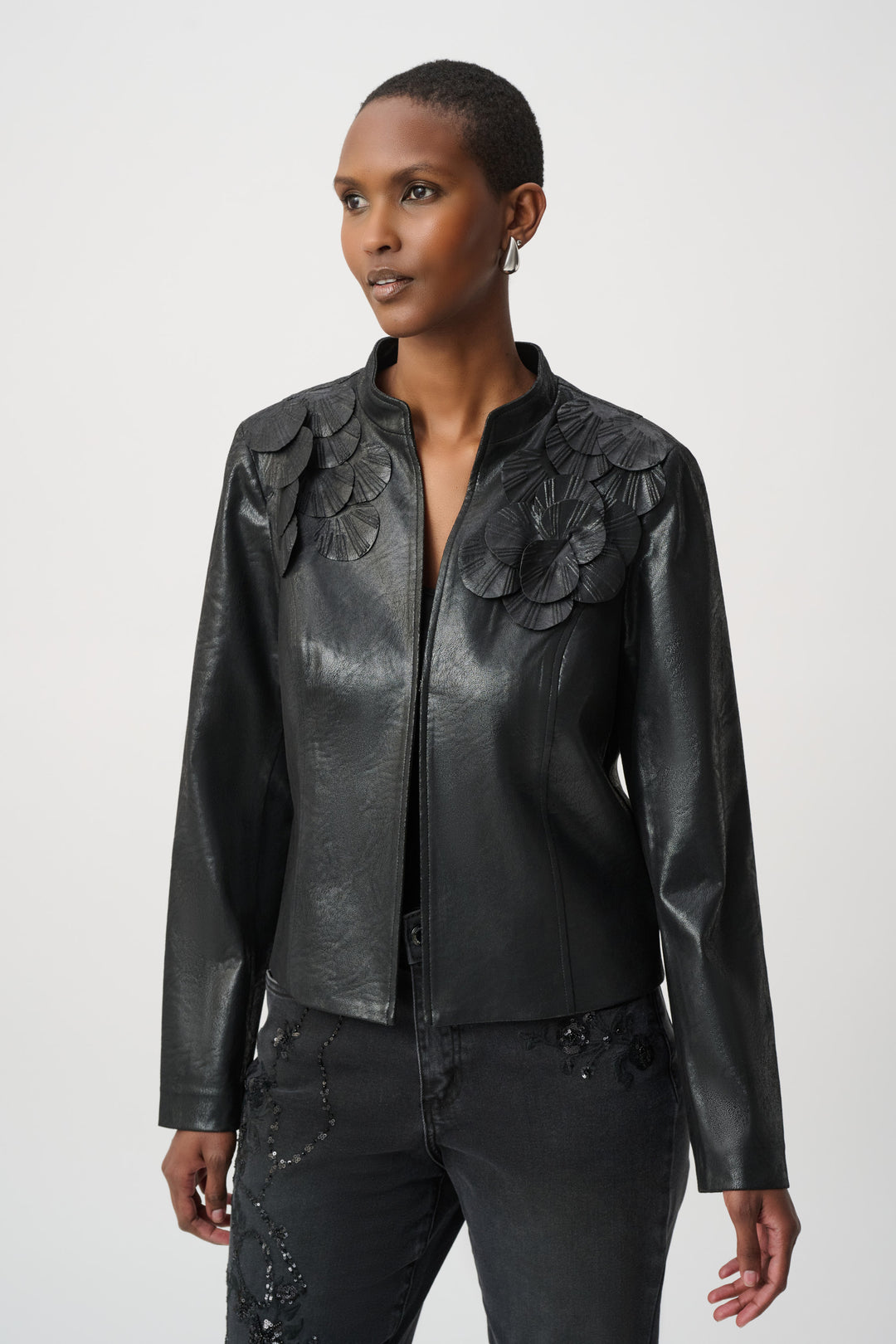 Embellished Foiled Suede Jacket 264906