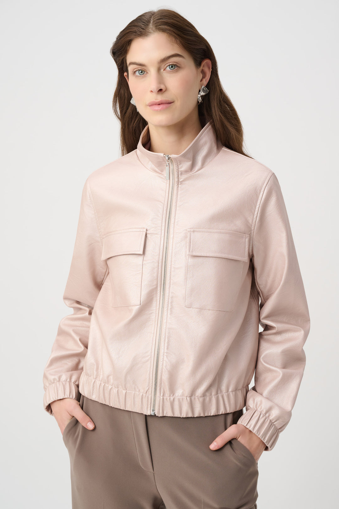 Metallic Leatherette Bomber Jacket 264907