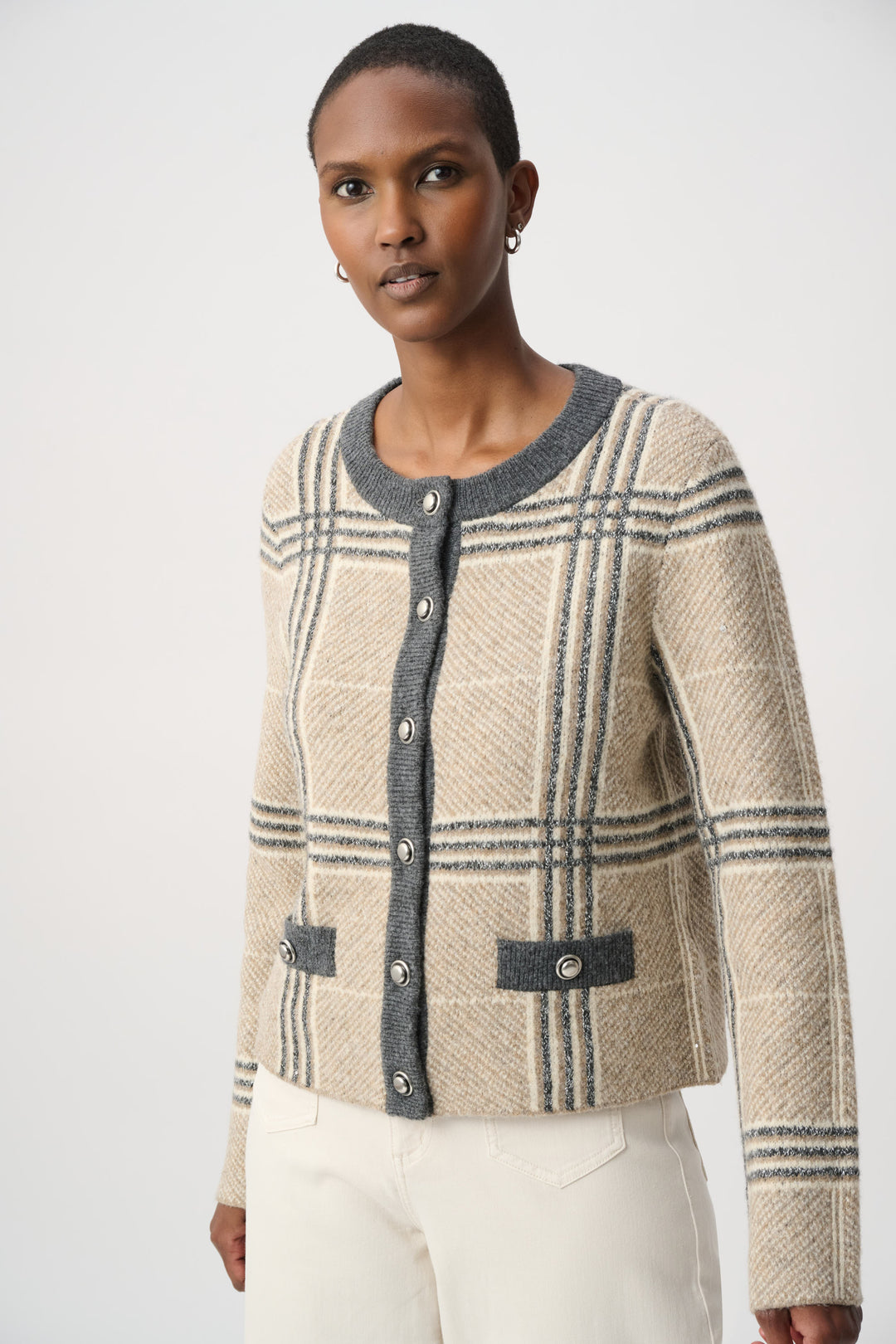 Plaid Straight-Fit Cardigan 264909