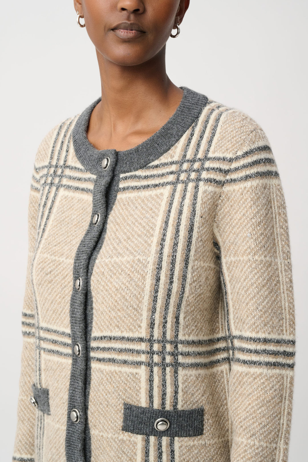 Plaid Straight-Fit Cardigan 264909