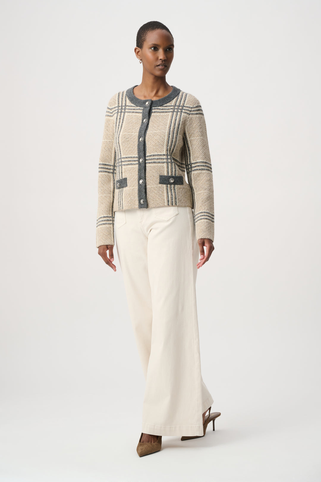 Plaid Straight-Fit Cardigan 264909