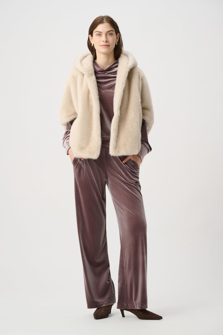 Short‑Sleeve Faux Fur Cocoon Coat 264910