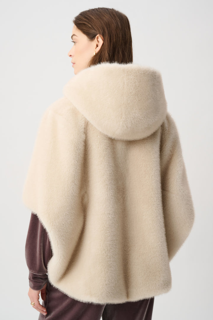 Short‑Sleeve Faux Fur Cocoon Coat 264910