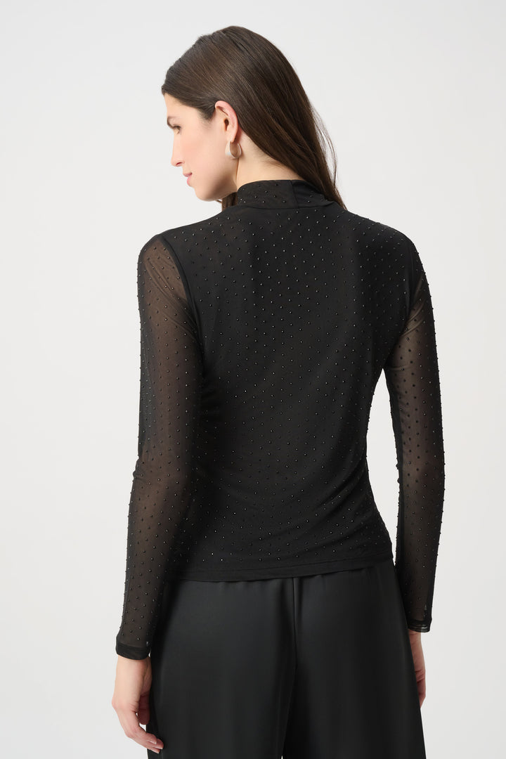 Rhinestone Mesh Long Sleeve Top 264916