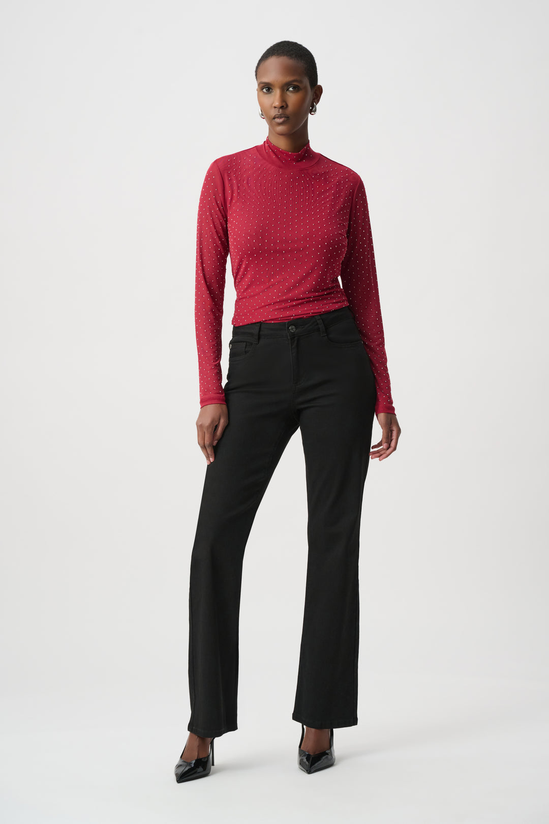 Rhinestone Mesh Long Sleeve Top 264916