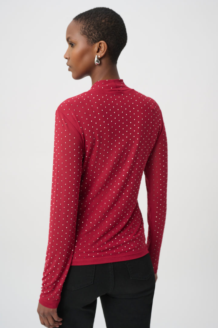 Rhinestone Mesh Long Sleeve Top 264916