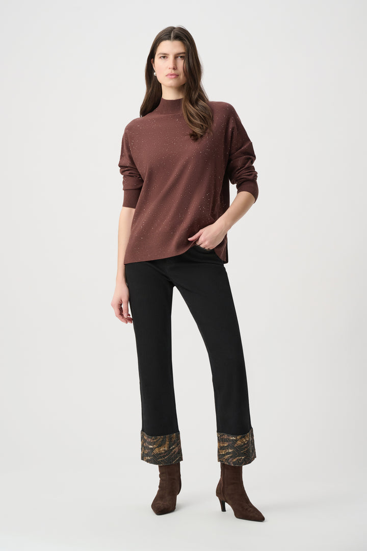 Animal & Rhinestone Trim Straight Jeans 264927