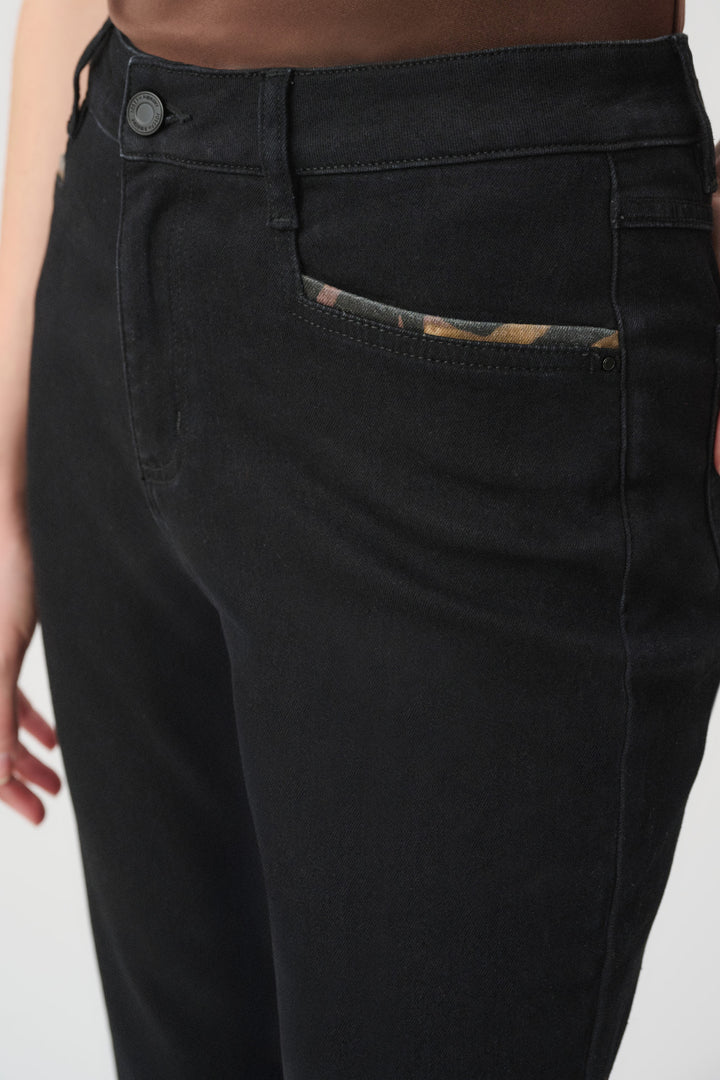 Animal & Rhinestone Trim Straight Jeans 264927