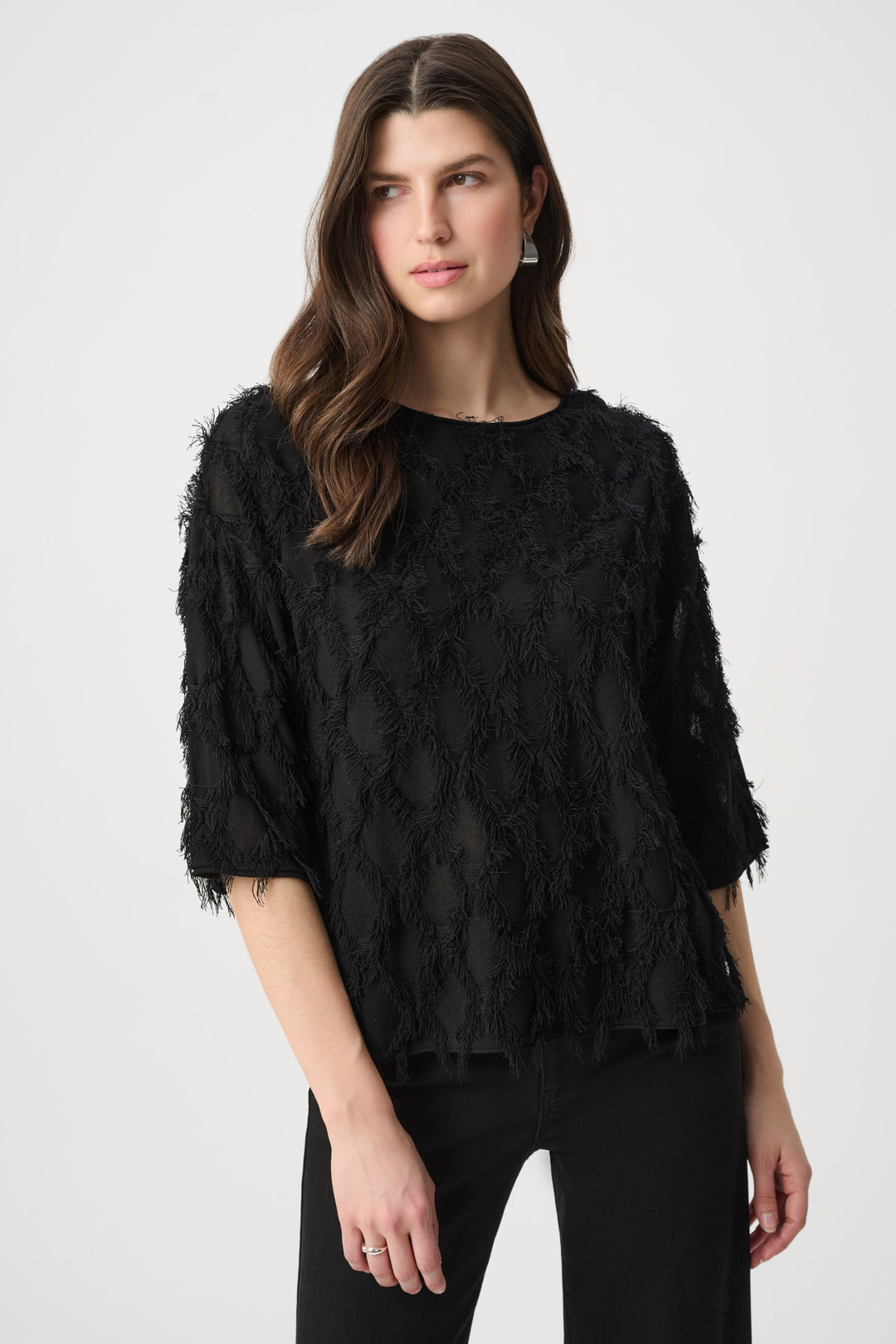 Boat Neck Fringe Sweater 264933