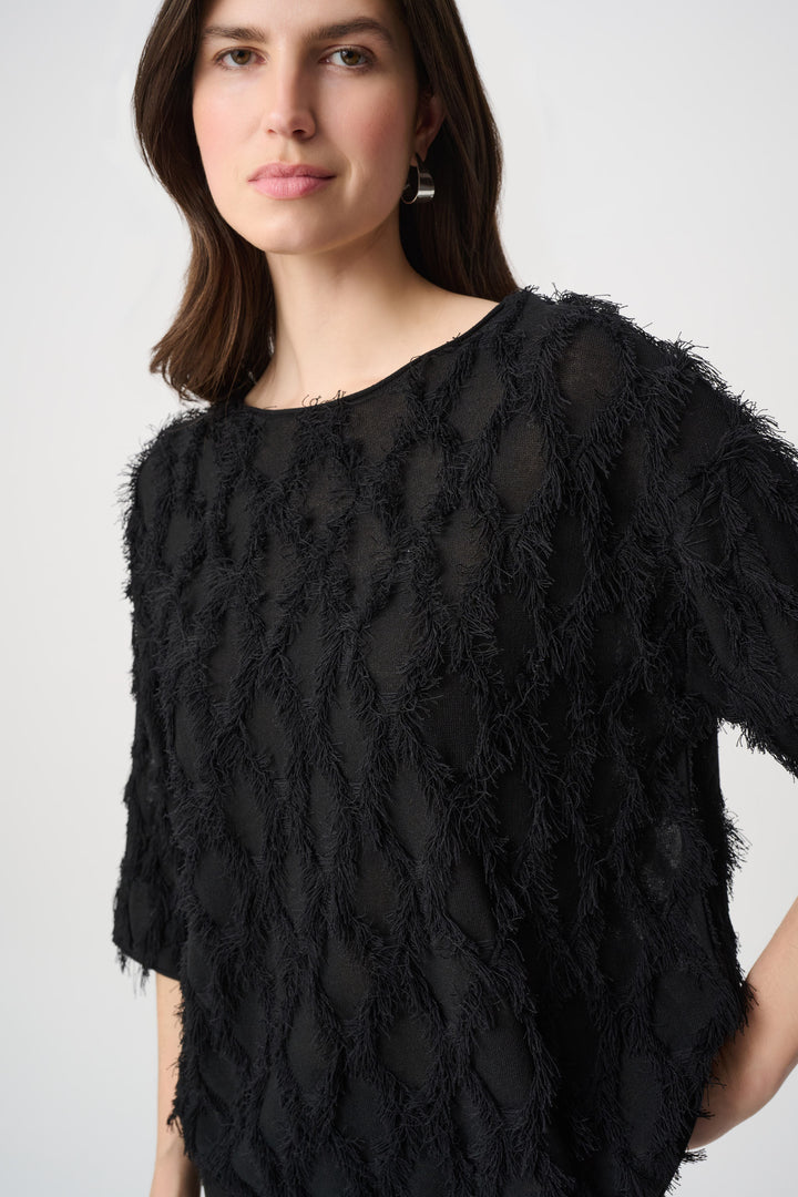 Boat Neck Fringe Sweater 264933