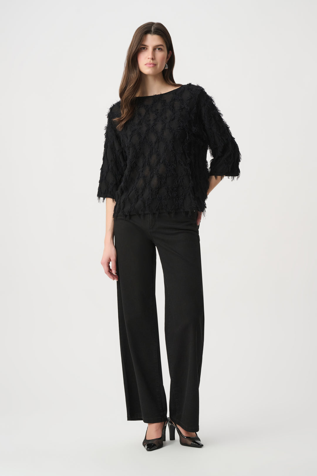 Boat Neck Fringe Sweater 264933