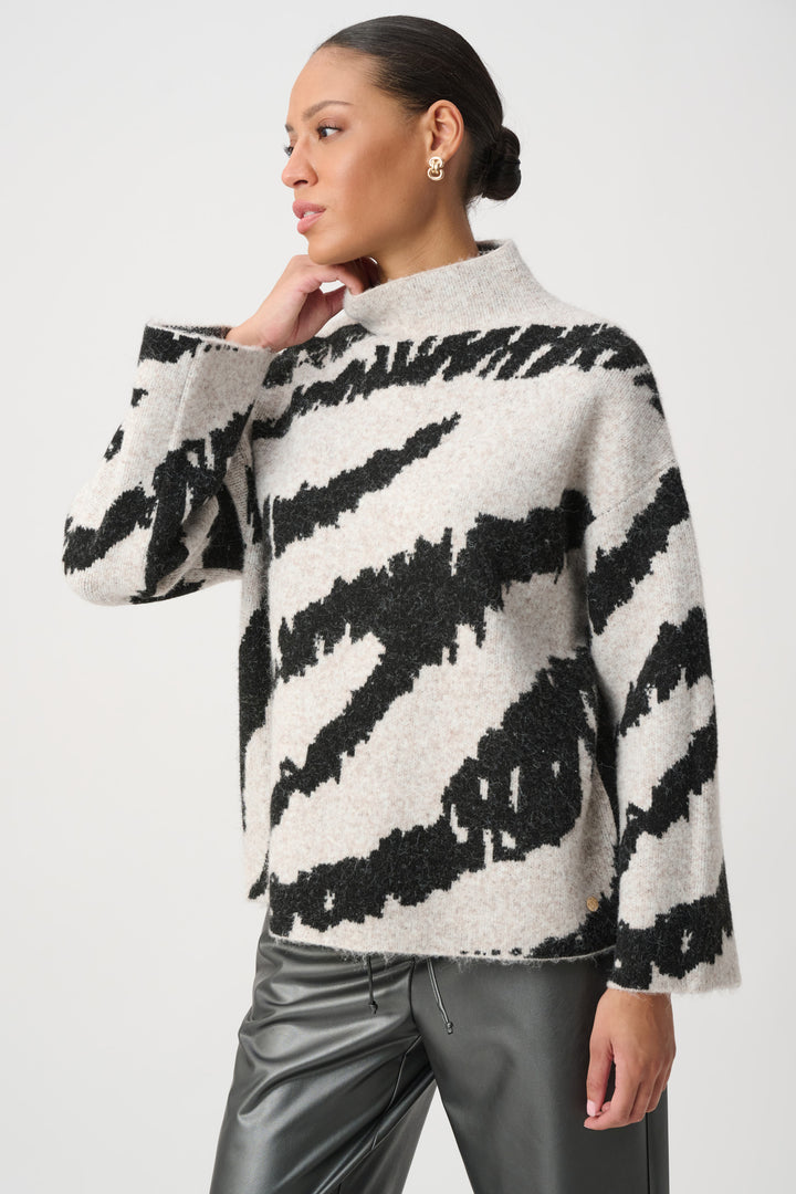 Animal Print Mock Neck Pullover 264936