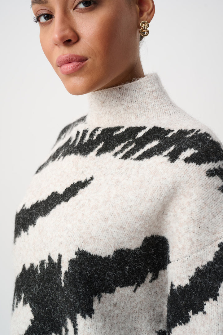 Animal Print Mock Neck Pullover 264936