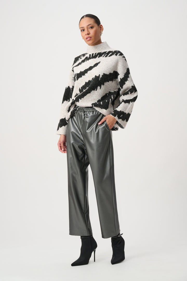 Animal Print Mock Neck Pullover 264936