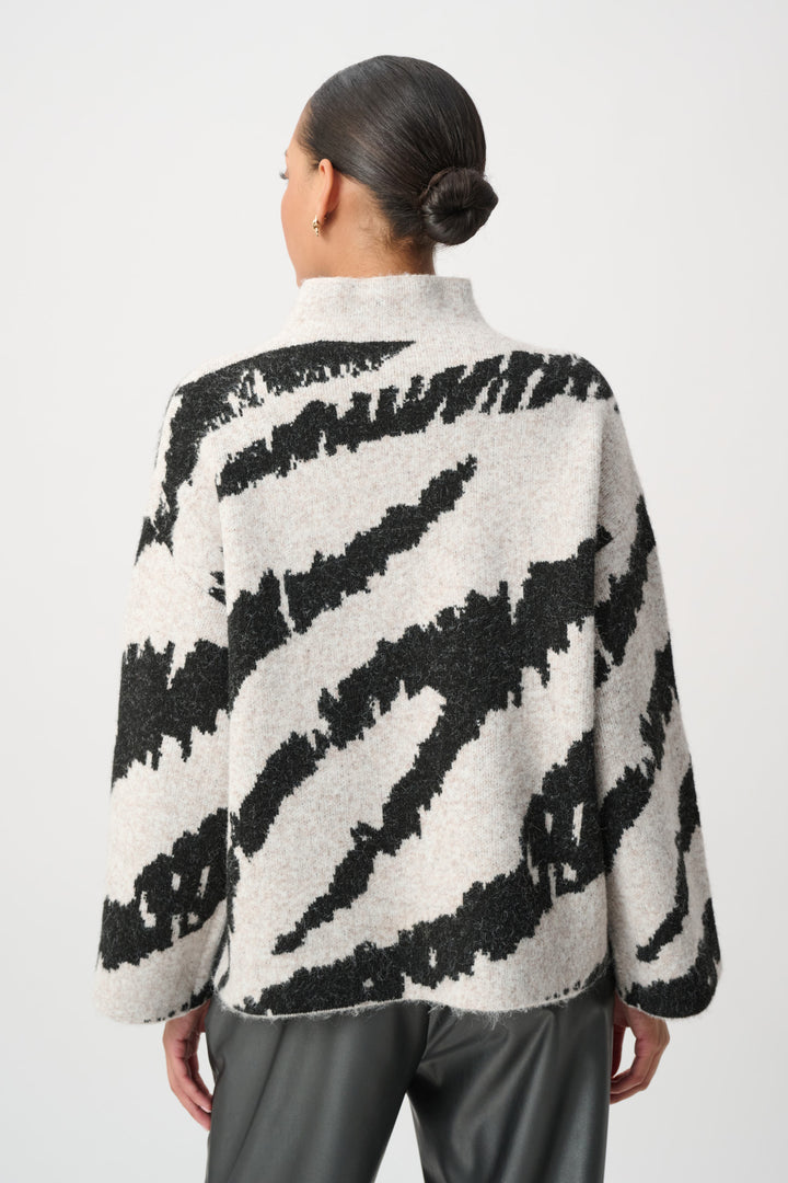 Animal Print Mock Neck Pullover 264936