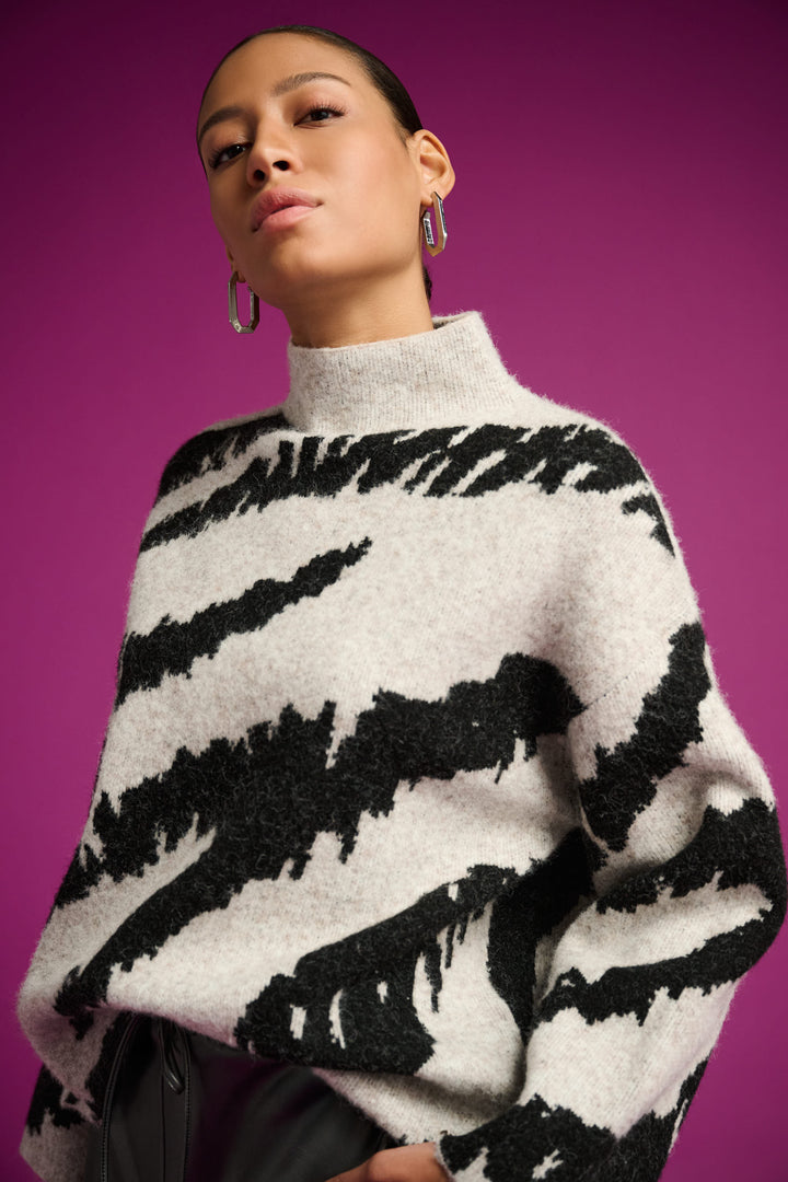 Animal Print Mock Neck Pullover 264936