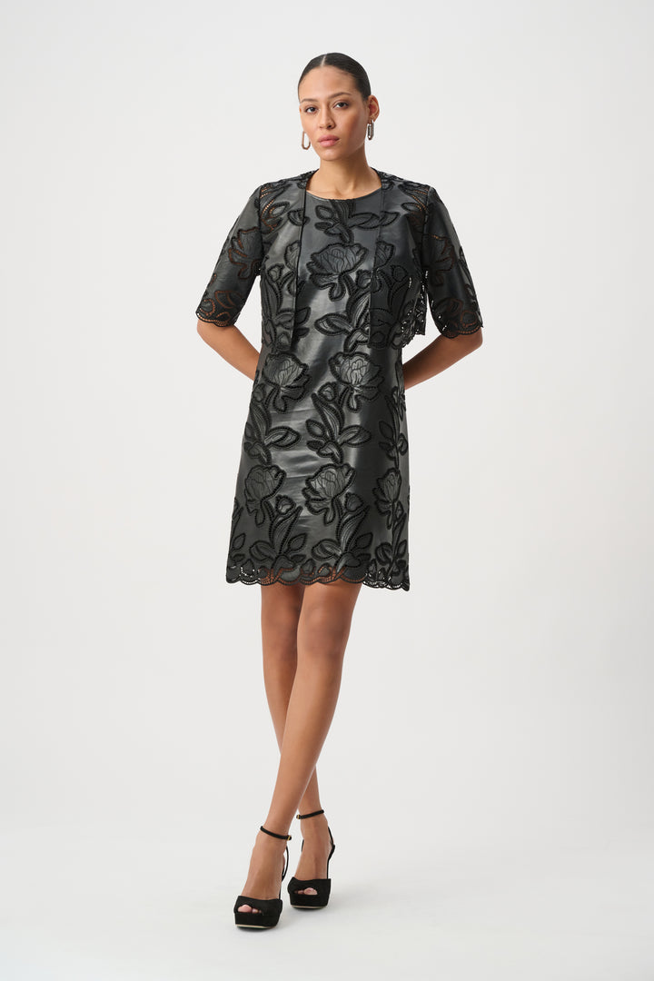 Faux Leather Embroidered Bolero 264938