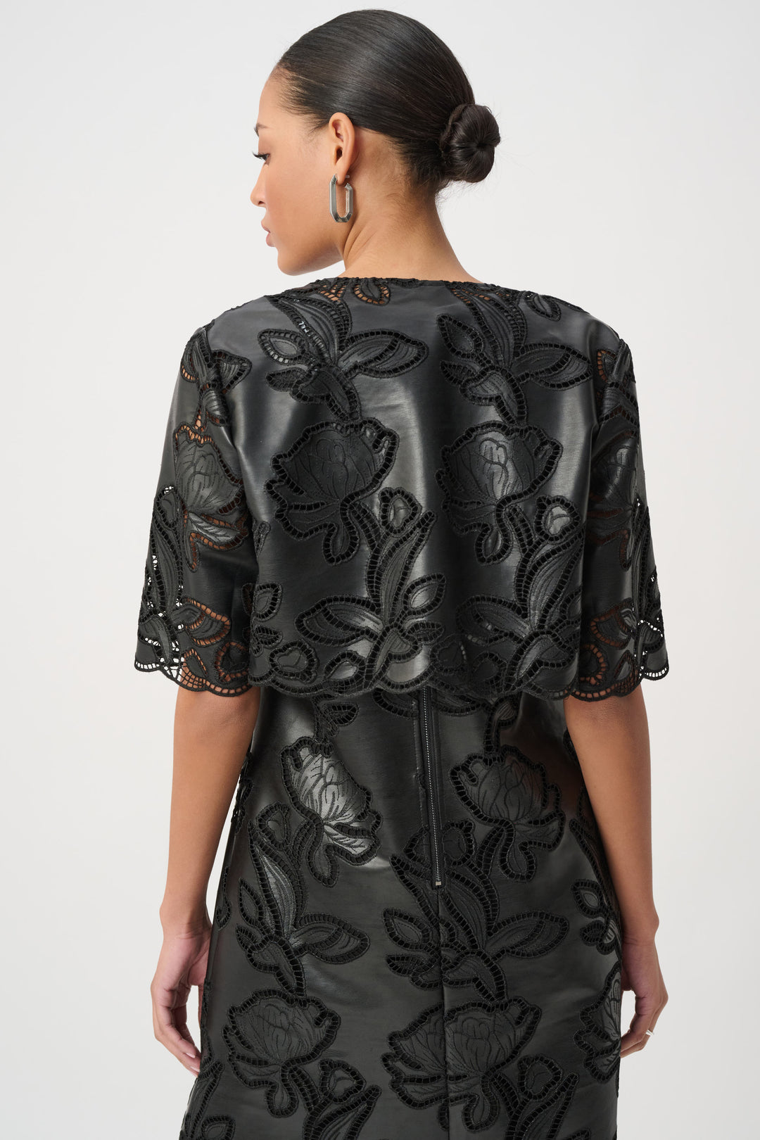 Faux Leather Embroidered Bolero 264938