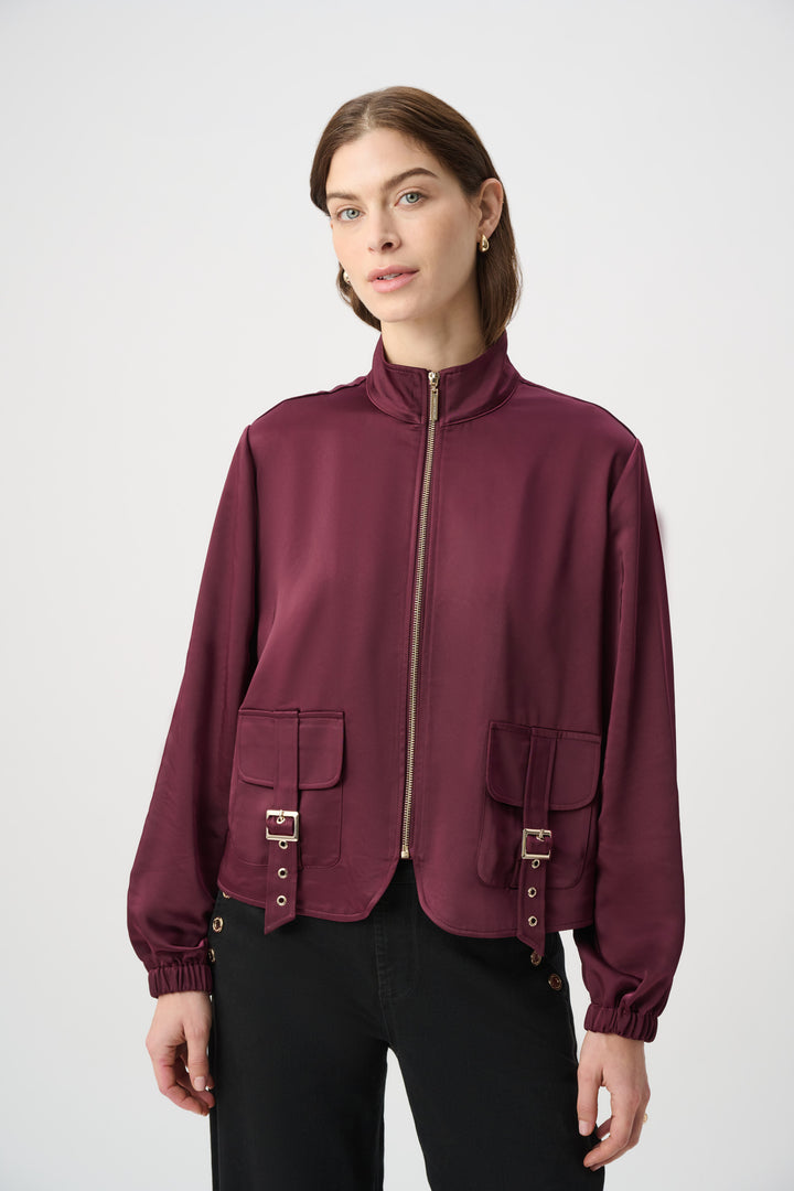Satin Puff Sleeve Utility Jacket 264939