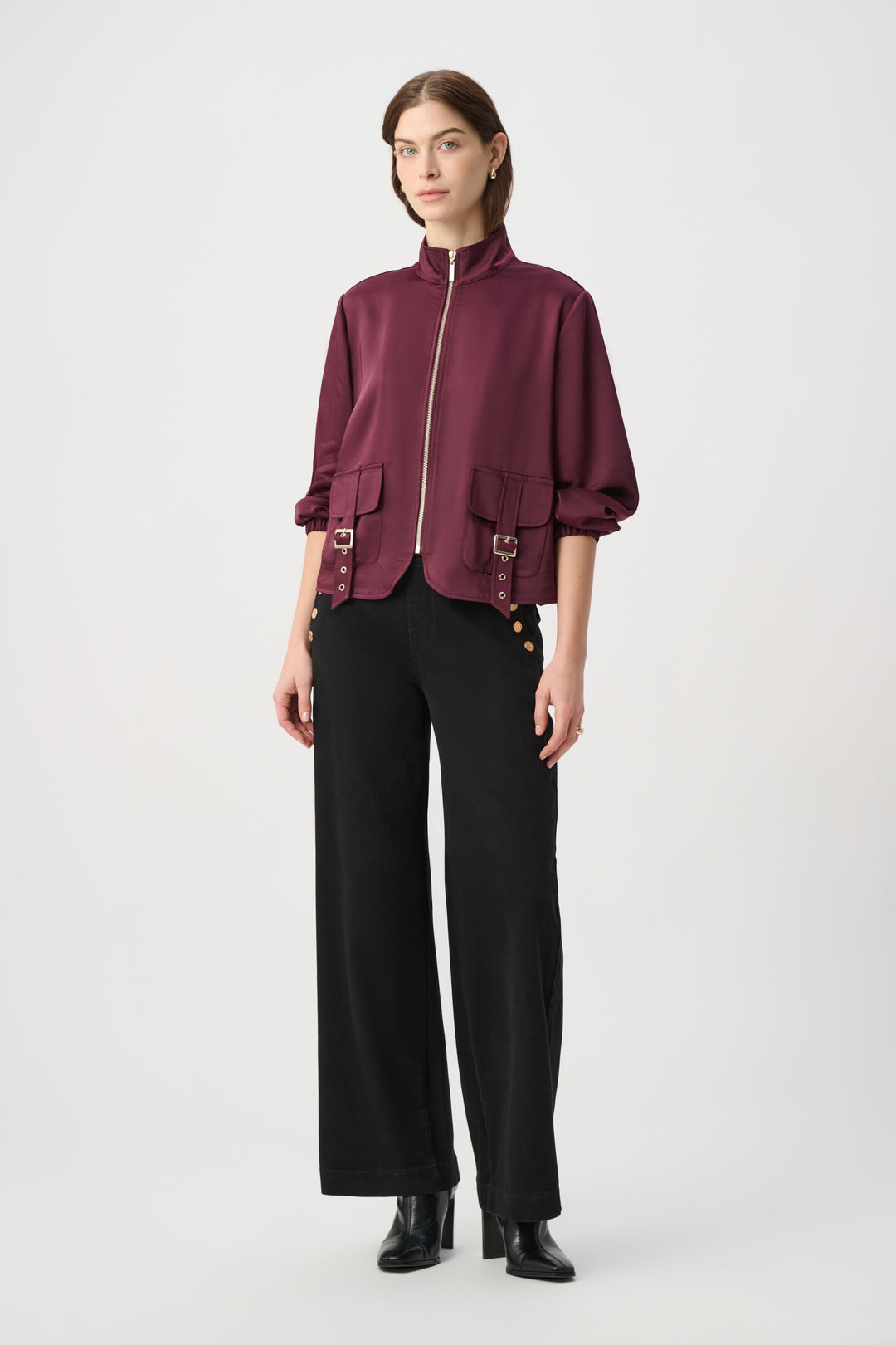 Satin Puff Sleeve Utility Jacket 264939