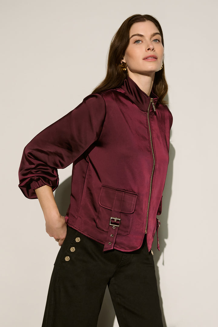 Satin Puff Sleeve Utility Jacket 264939