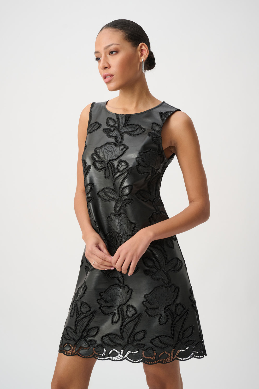 Faux Leather Embroidered Dress 264940