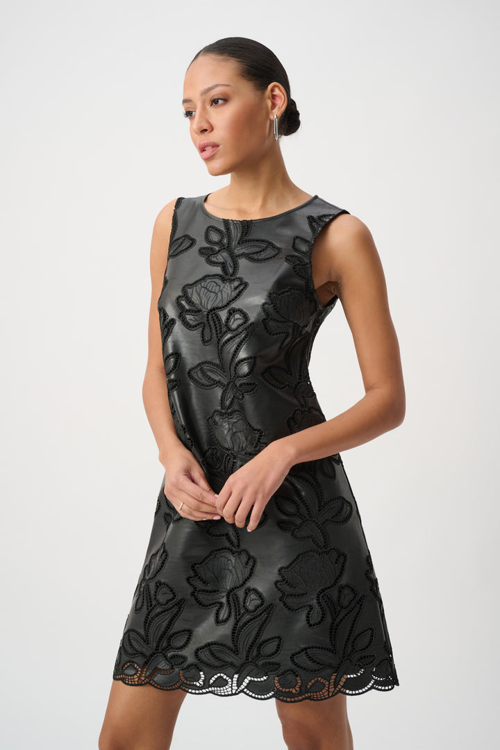 Faux Leather Embroidered Dress 264940