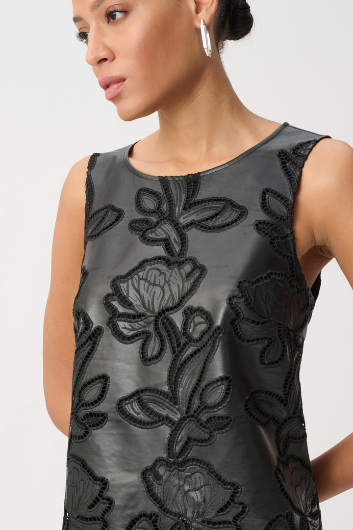 Faux Leather Embroidered Dress 264940