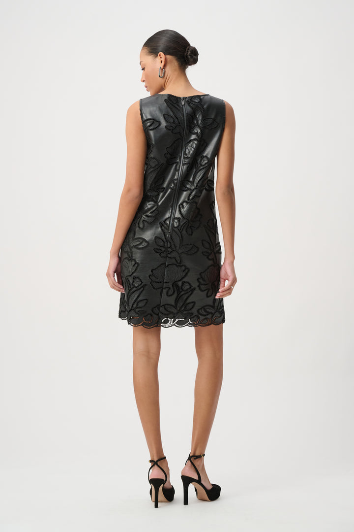 Faux Leather Embroidered Dress 264940
