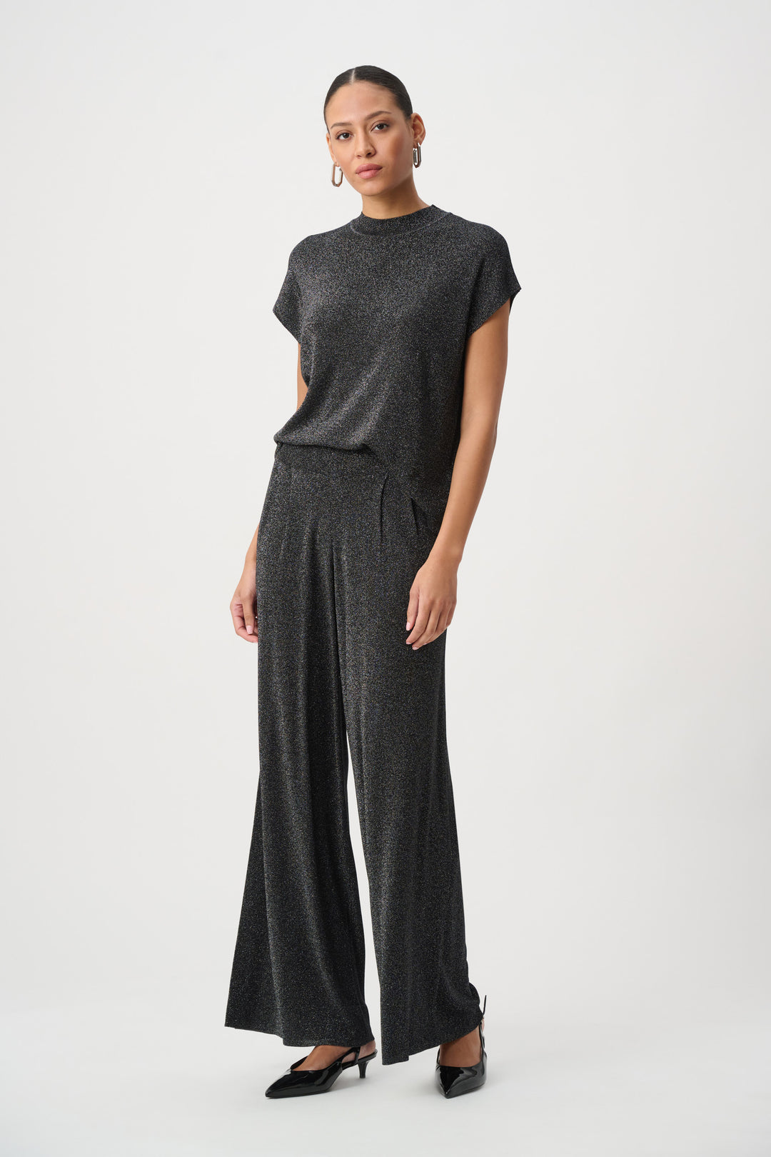 Lurex Sweater Wide-Leg Pants 264942