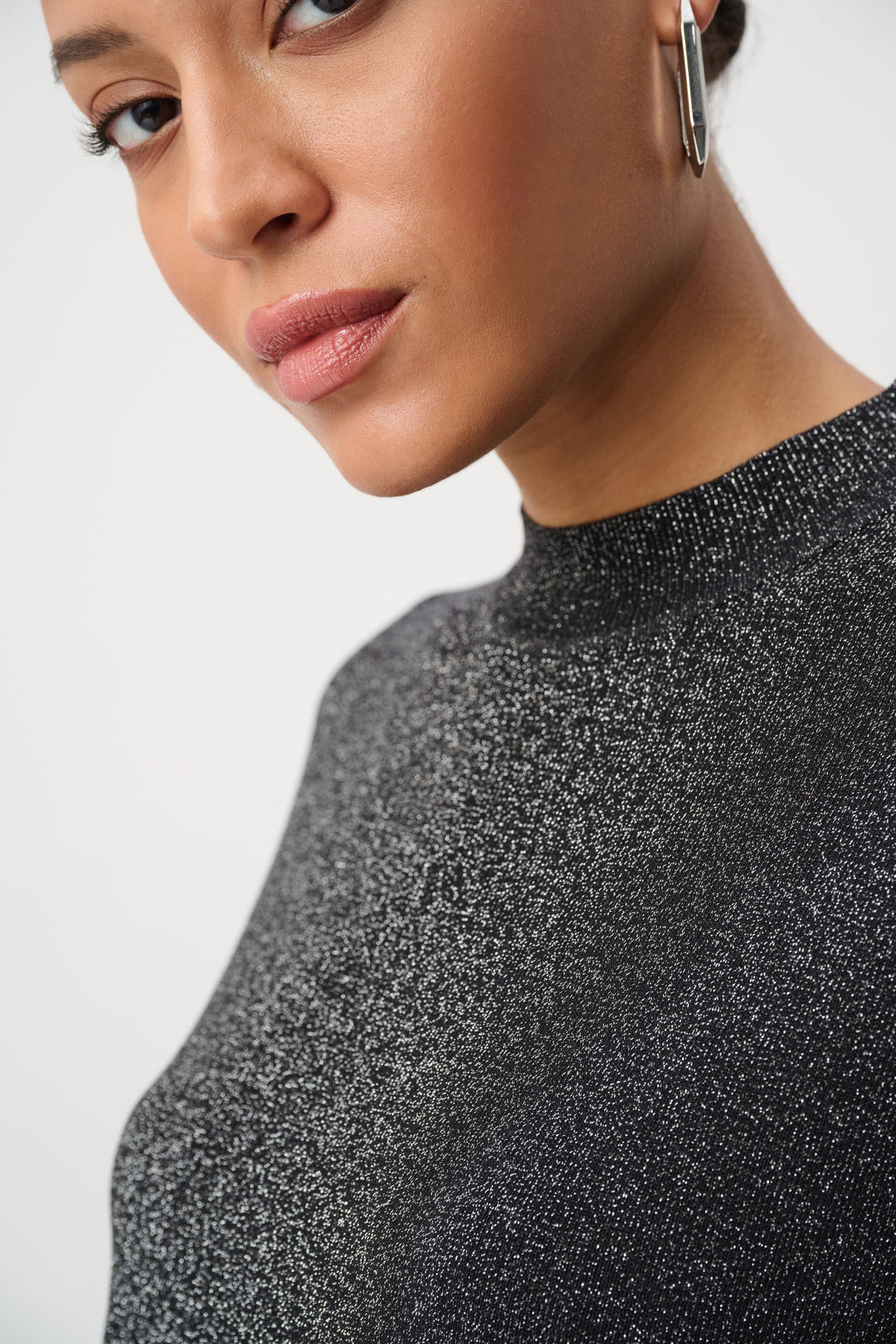 Mock Neck Lurex Sweater Top 264943