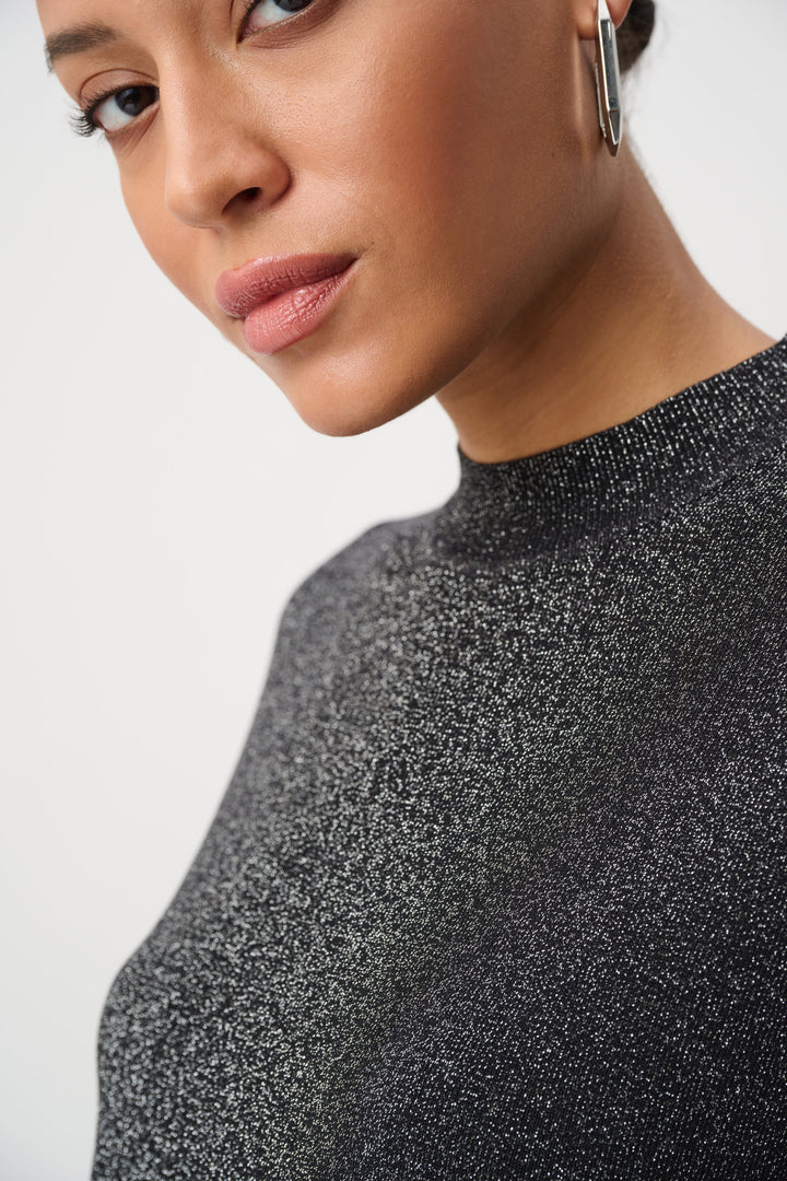 Mock Neck Lurex Sweater Top 264943