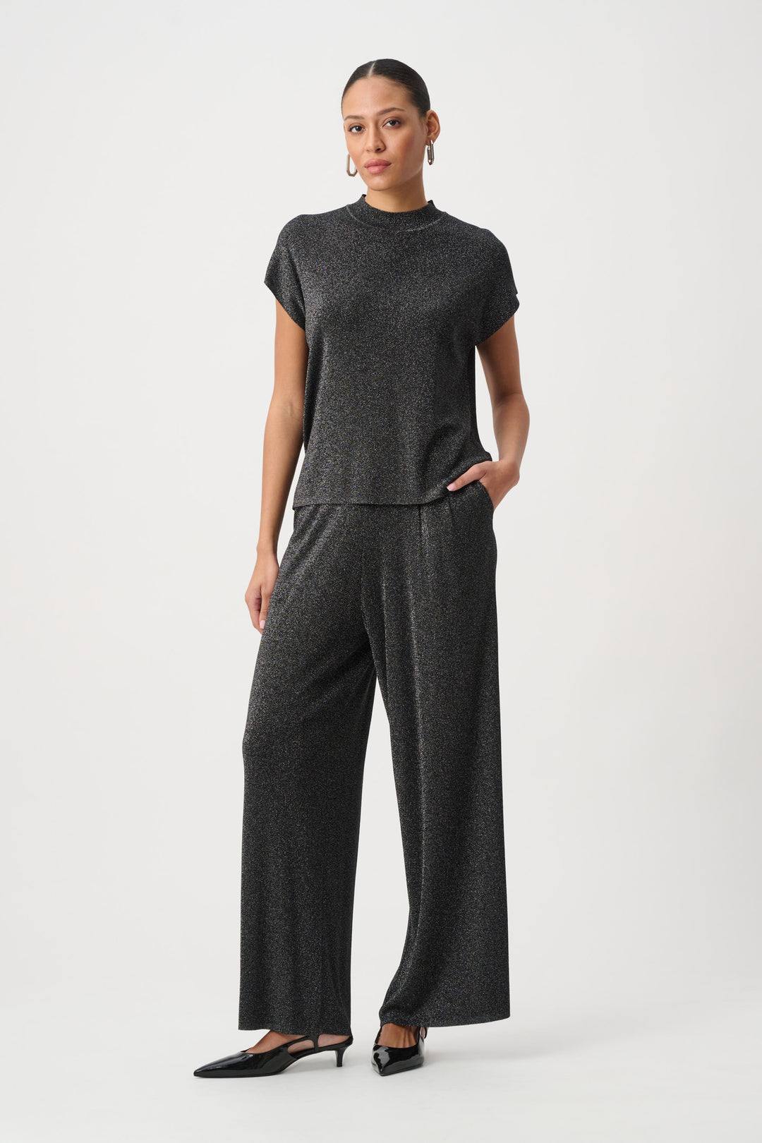 Mock Neck Lurex Sweater Top 264943
