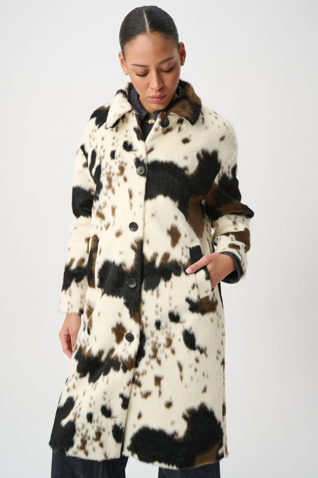 Faux Fur Cow Print Coat 264944