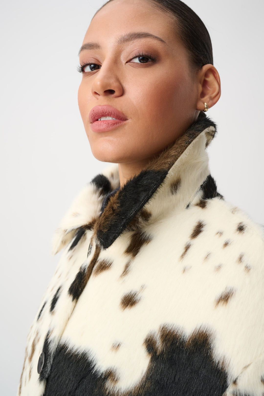Faux Fur Cow Print Coat 264944