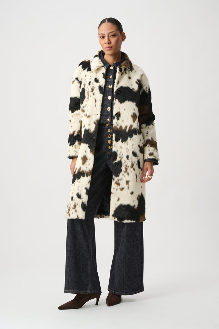 Faux Fur Cow Print Coat 264944