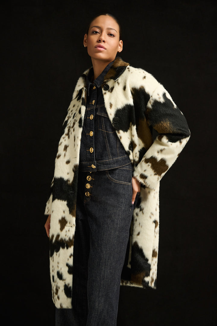 Faux Fur Cow Print Coat 264944