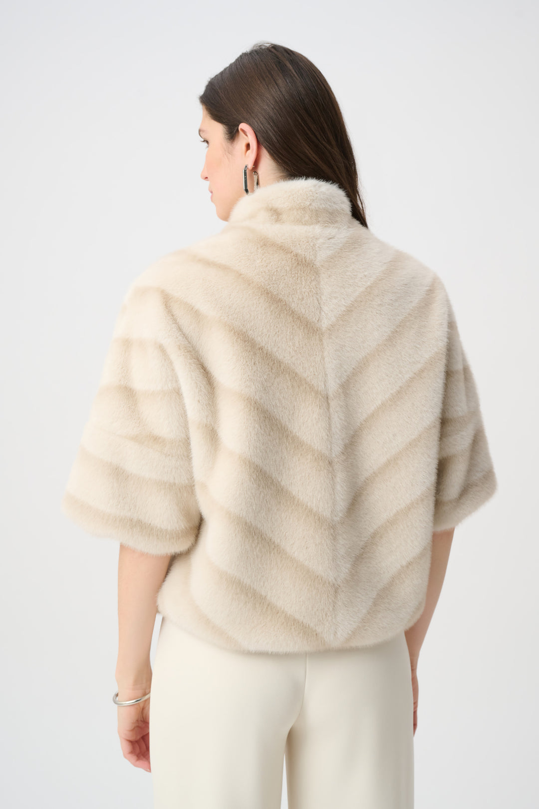 Chevron Print Faux Fur Jacket 264946