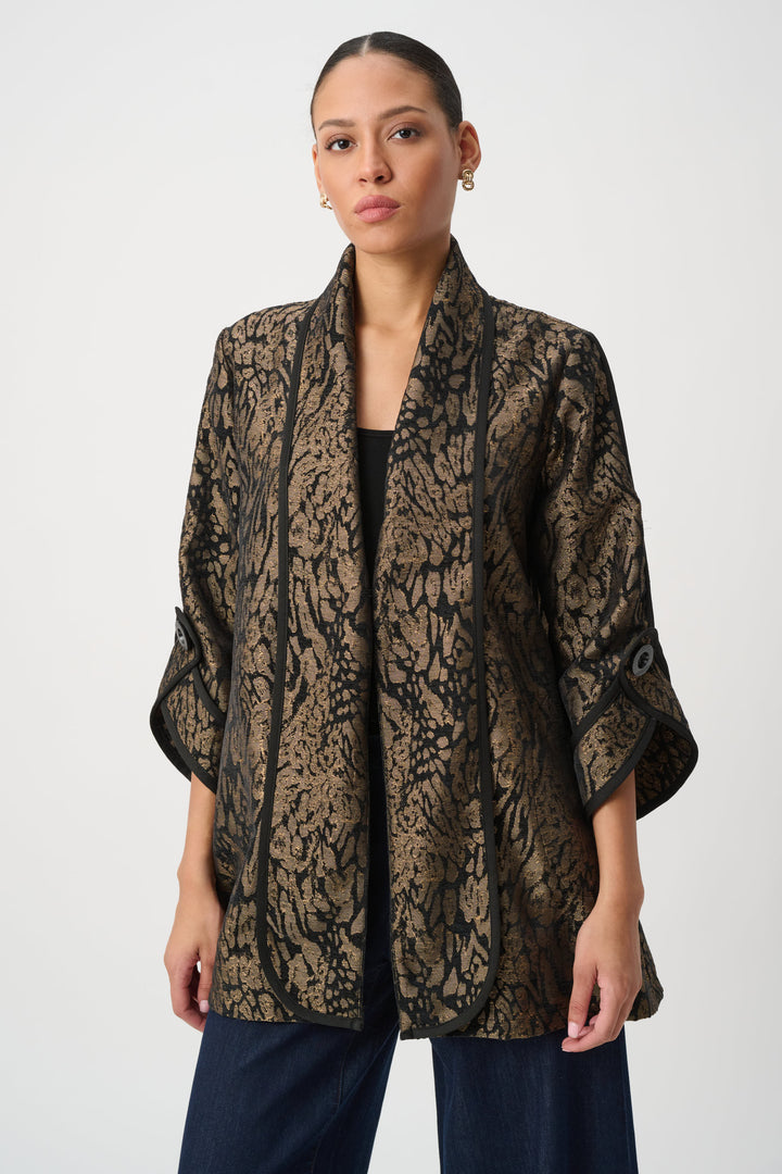 Animal Print Shawl Collar Cover Up 264949