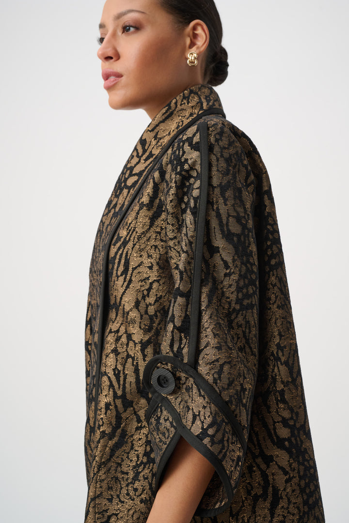 Animal Print Shawl Collar Cover Up 264949