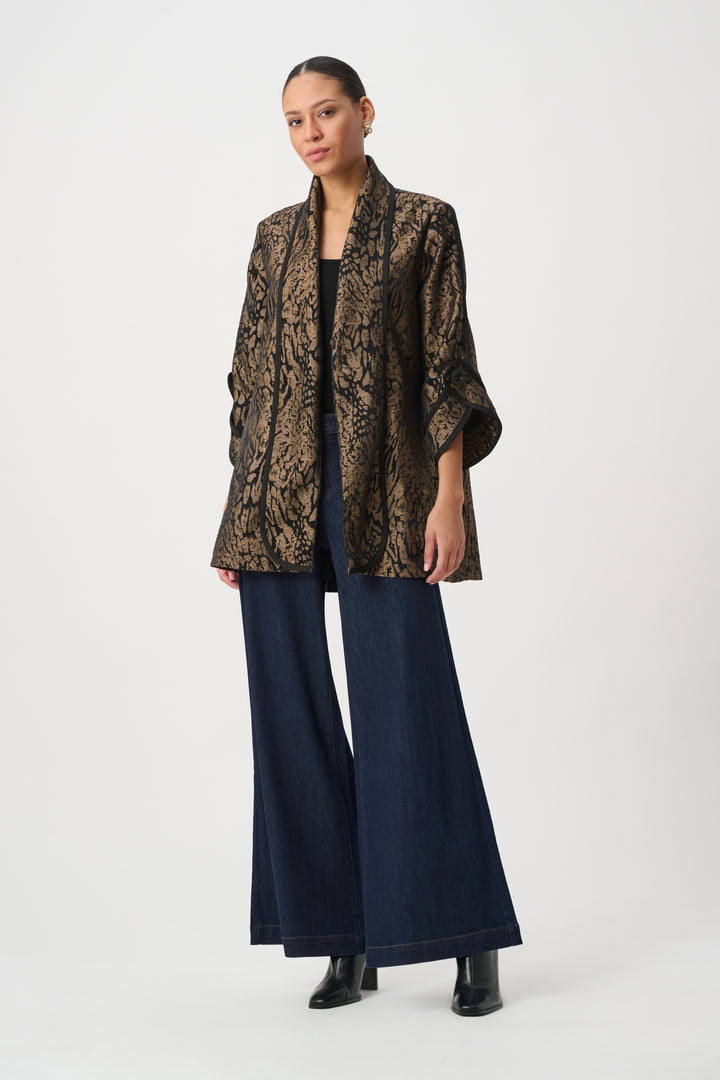 Animal Print Shawl Collar Cover Up 264949