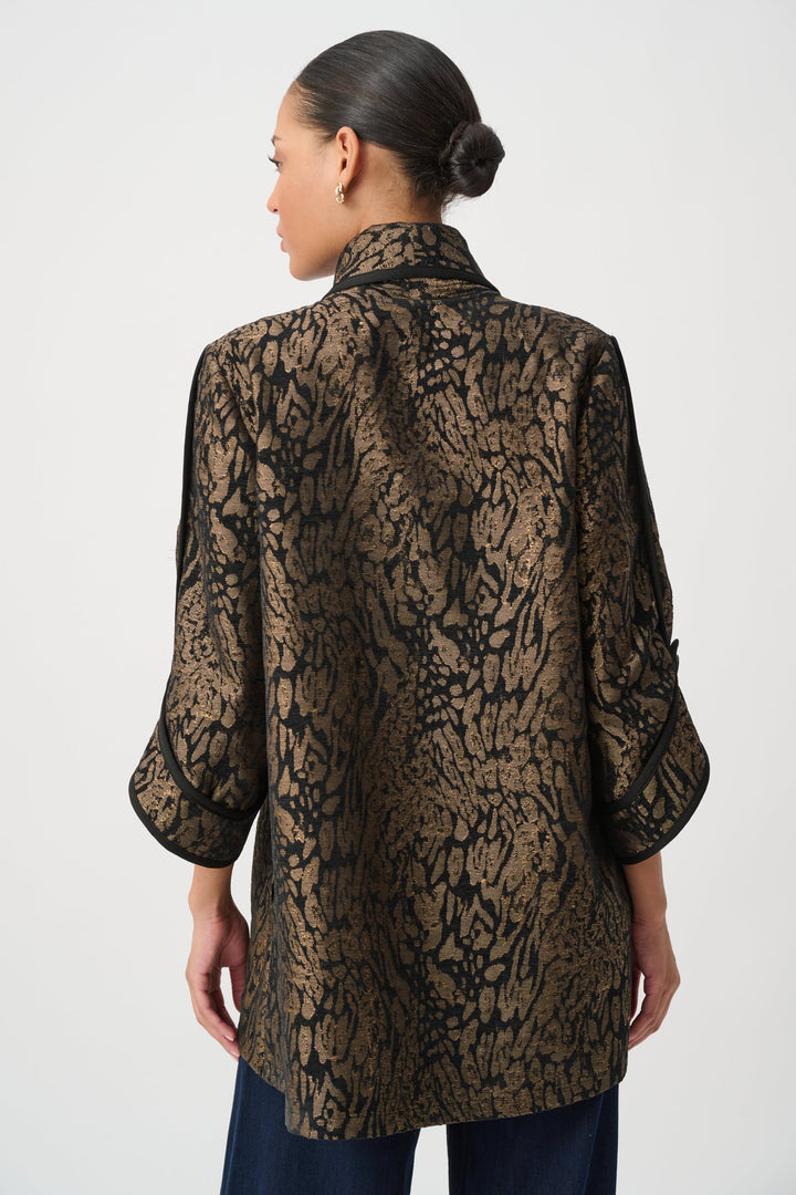 Animal Print Shawl Collar Cover Up 264949